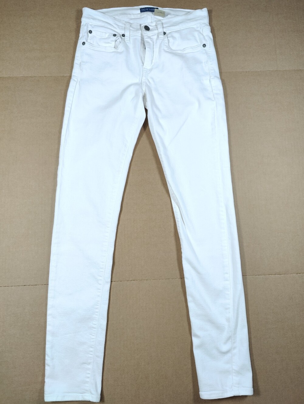VTG Ralph Lauren Blue Label White Stretch Jeans Size 28 31L Made In Tunisia